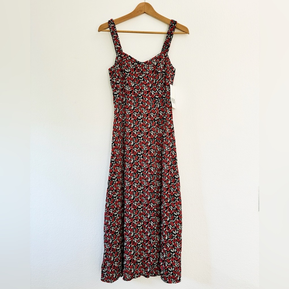 Zara Red Multi Floral Dress NWT